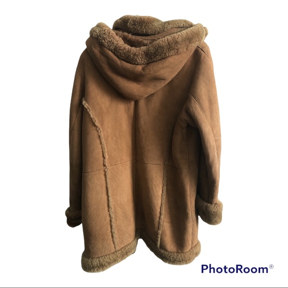 BULUR shearling hooded coat removable hood XL - Picture 2 of 5